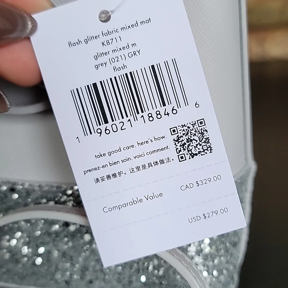 NWT Kate Spade Glitter Crossbody Flash Light Grey Silver